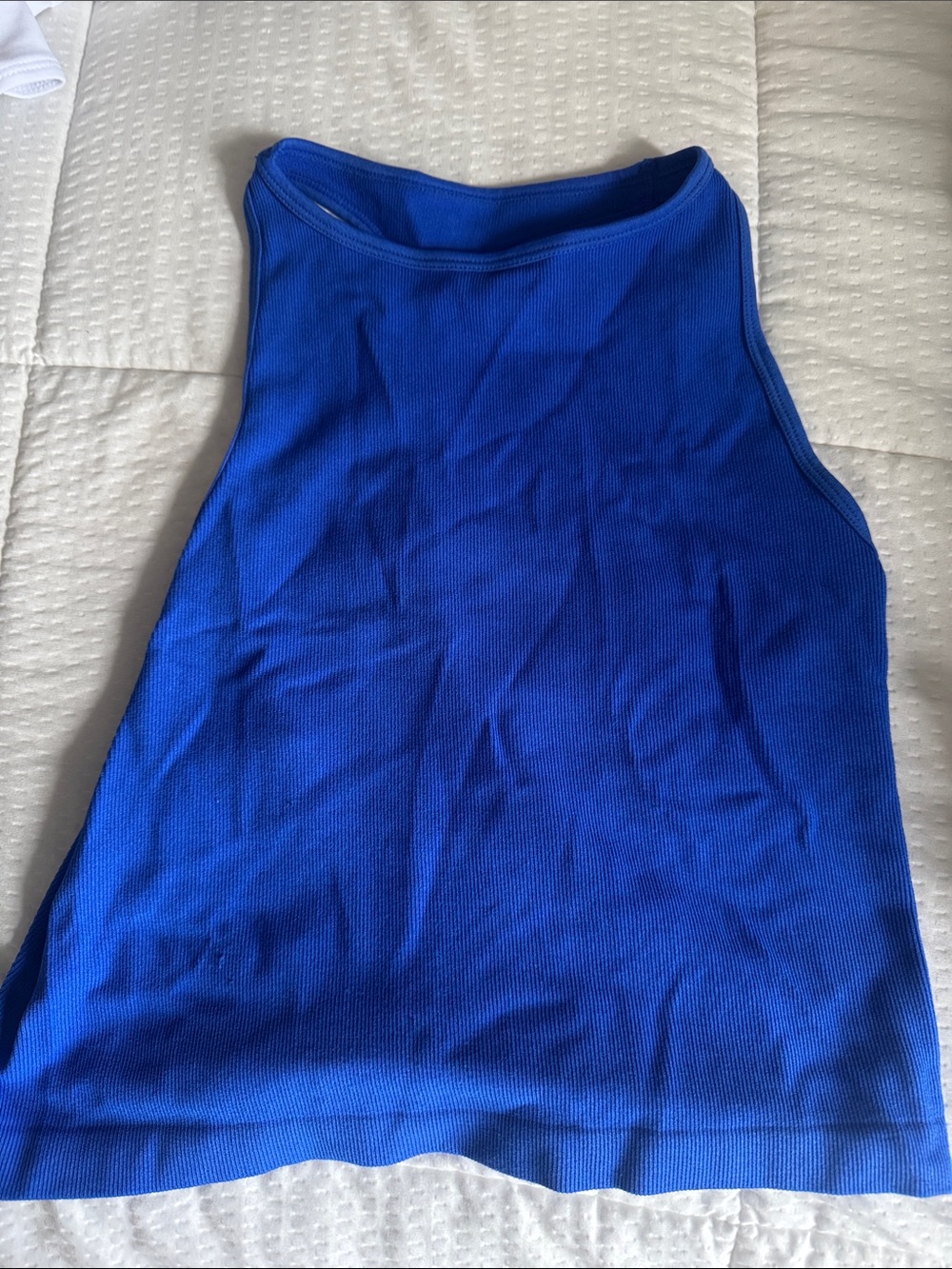 Aura Cobalt Blue Ribbed High-Neck Tank
